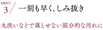 一刻も早く、しみ抜き 丸洗いなどで落とせない部分的な汚れに